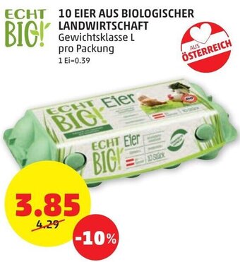 PENNY 10 EIER AUS BIOLOGISCHER LANDWIRTSCHAFT Angebot