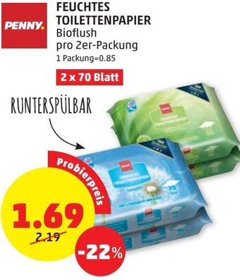 PENNY FEUCHTES TOILETTENPAPIER Bioflush Angebot