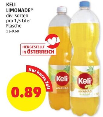 PENNY KELI LIMONADE* div. Sorten pro 1,5 Liter Flasche Angebot