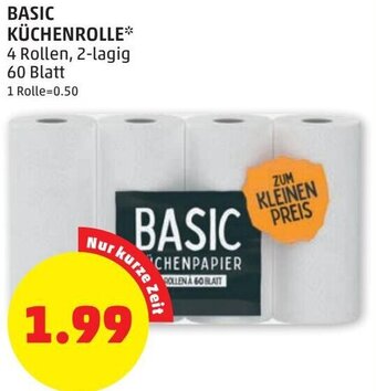 PENNY BASIC KÜCHENROLLE 4 Rollen, 2-lagig 60 Blatt Angebot
