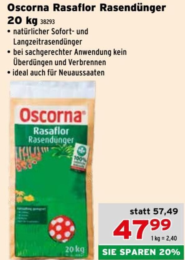 Oscorna Rasaflor Rasendünger 20 kg Angebot bei Salzburger Lagerhaus
