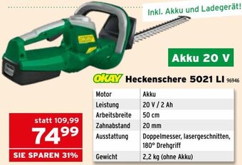 Salzburger Lagerhaus OKAY Heckenschere 5021 LI 96946 Angebot