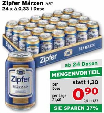 Salzburger Lagerhaus Zipfer Märzen 24517 24 x á 0,33 I Dose Angebot