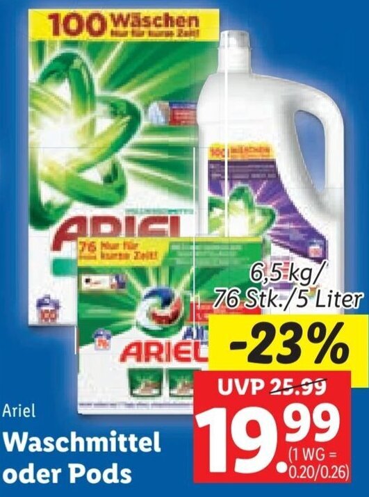 Ariel Waschmittel oder Pods Angebot bei Lidl