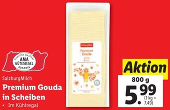 Lidl Salzburg Milch Premium Gouda in Scheiben 800 g Angebot