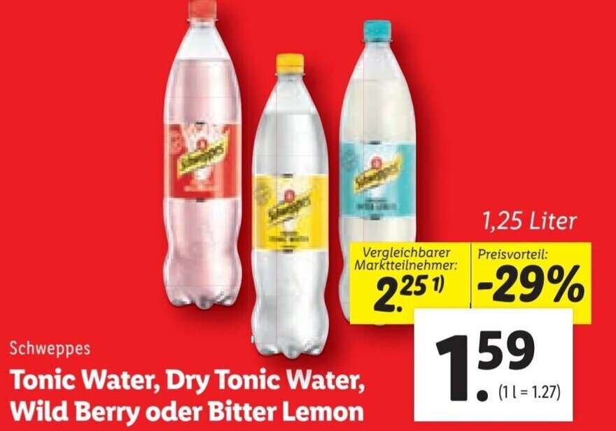 Schweppes Tonic Water, Dry Tonic Water, Wild Berry oder Bitter Lemon 1