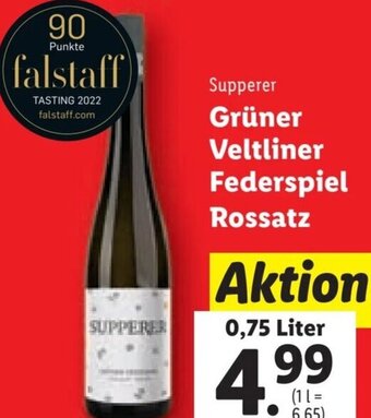 Lidl Supperer Grüner Veltliner Federspiel Rossatz 0,75 Liter Angebot