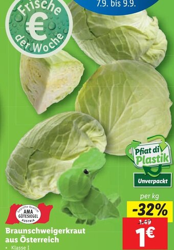 Lidl Braunschweigerkraut aus Österreich per kg Angebot