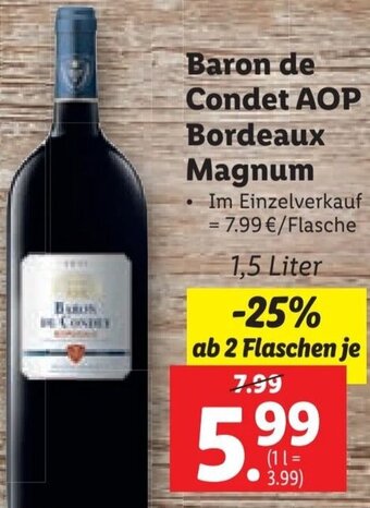 Lidl Baron de Condet AOP Bordeaux Magnum 1,5 Liter Angebot