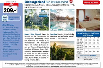 Lidl Südburgenland Bad Tatzmannsdorf Eigenanreise, 2, 3, 4 bzw. 7 Nächte, Reduce Hotel Thermal Angebot