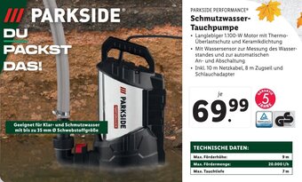 Lidl PARKSIDE PERFORMANCE Schmutzwasser-Tauchpumpe Angebot