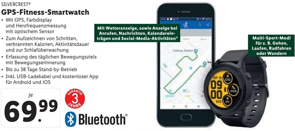 SILVERCREST GPS Fitness Smartwatch Angebot bei Lidl