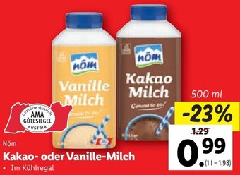 Lidl Nöm Kakao- oder Vanille-Milch 500 ml Angebot