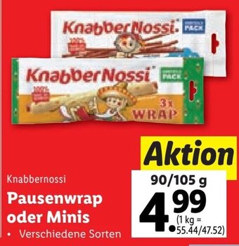 Lidl Knabbernossi Pausenwrap oder Minis 90/105 g Angebot