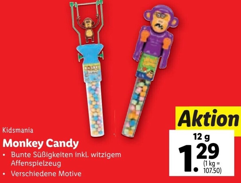 Kidsmania Monkey Candy 12 g Angebot bei Lidl