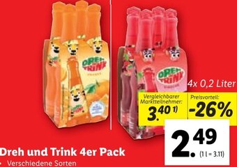 Lidl Dreh und Trink 4er Pack 4x 0,2 Liter Angebot