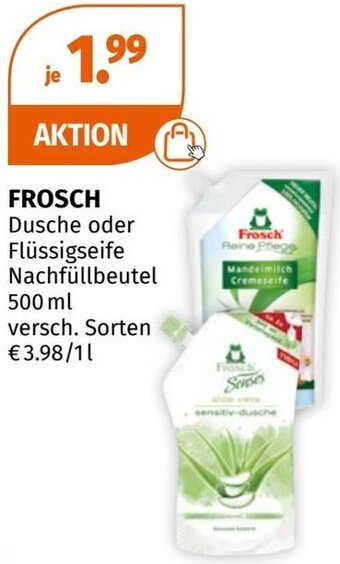 Müller FROSCH Dusche oder Flüssigseife Nachfüllbeutel 500 ml Angebot
