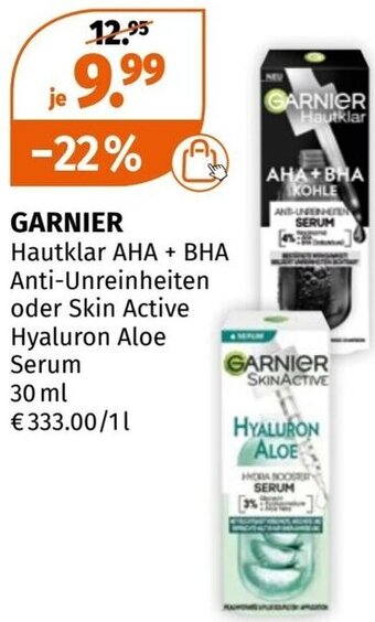Müller GARNIER Hautklar AHA + BHA Anti-Unreinheiten oder Skin Active Hyaluron Aloe Serum 30 ml Angebot