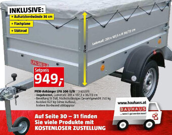 Bauhaus PKW-Anhänger LPA 206 U/B 21822375 Angebot