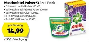 Hofer Waschmittel Pulver/3-In-1 Pods Angebot
