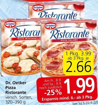 Spar Dr. Oetker Pizza Ristorante versch. Sorten, 320-390 g Angebot