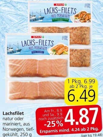 Spar Lachsfilet natur oder mariniert, aus Norwegen, tief-gekühlt, 250 g 250 g Angebot