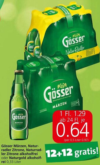 Spar Gösser Märzen, Natur-radler Zitrone, Naturrad-ler Zitrone alkoholfrei oder Naturgold alkoholf-rei 0,33 Liter Angebot