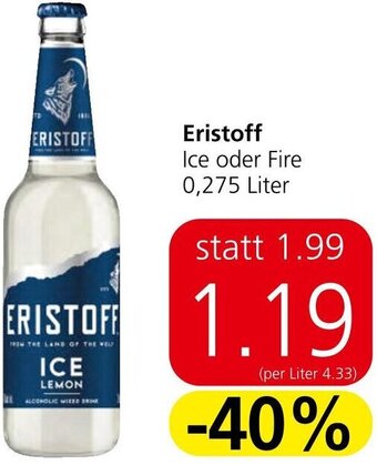 Spar Eristoff Ice oder Fire 0,275 Liter Angebot