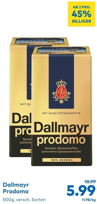 T&G Dallmayr Prodomo 500g, versch. Sorten Angebot