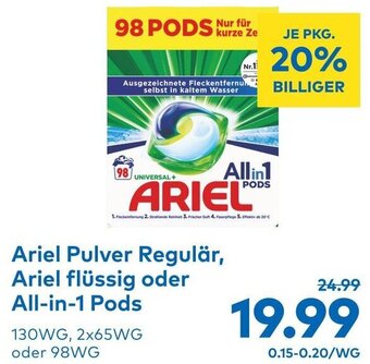 T&G Ariel Pulver Regulär, Ariel flüssig oder All-in-1 130WG, 2x65WG oder 98WG Angebot