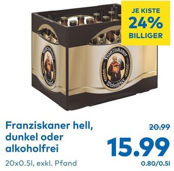 T&G Franziskaner hell, dunkel oder alkoholfrei 20x0.5L exkl. Pfand Angebot
