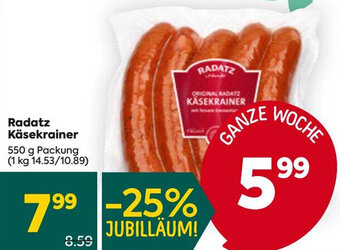 Billa Radatz Käsekrainer 550 g Packung Angebot
