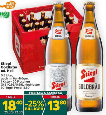 Billa Stiegl Goldbräu od. Hell 0,5 Liter, Angebot