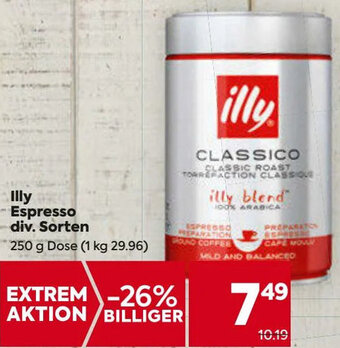 Billa Illy Espresso div. Sorten 250 g Angebot