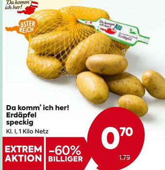 Billa Da komm' ich her! Erdäpfel speckig Kl. I, 1 Kilo Netz Angebot