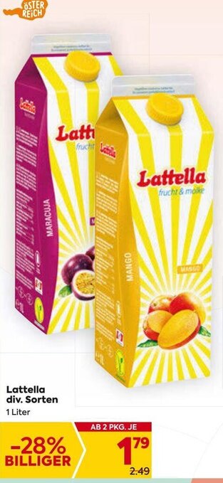 Billa Lattella div. Sorten 1 Liter Angebot