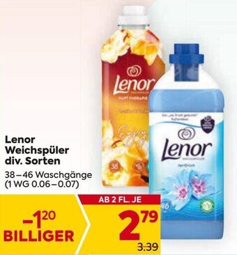 Billa Lenor Weichspüler div. Sorten 38-46 Waschgänge Angebot