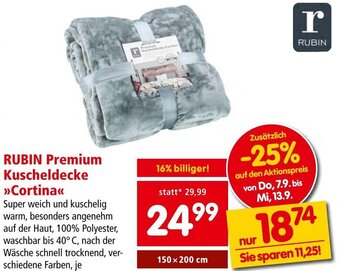 Interspar RUBIN Premium Kuscheldecke >>Cortina<<< 150 c 200 cm Angebot