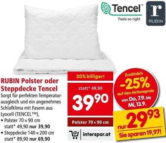 Interspar RUBIN Polster oder Steppdecke Tencel 70 x 90 cm Angebot