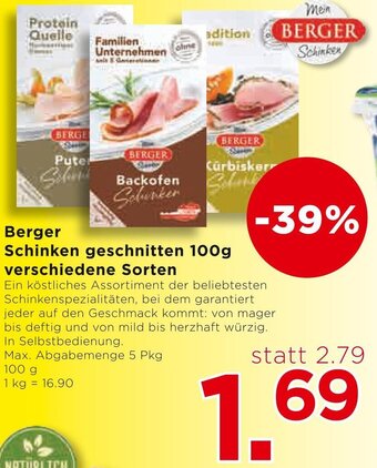 Unimarkt Berger Schinken geschnitten 100g Angebot