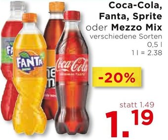 Unimarkt Coca-Cola, Fanta, Sprite oder Mezzo Mix verschiedene Sorten 0,5 L Angebot
