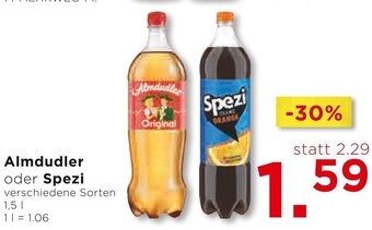 Unimarkt Almdudler oder Spezi verschiedene Sorten 1,5 L Angebot