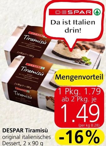 Spar DESPAR Tiramisù, 2 x 90 g Angebot