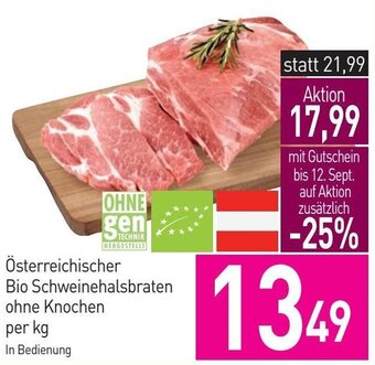 Sutterlüty Österreichischer Bio Schweinehalsbraten ohne Knochen per kg Angebot
