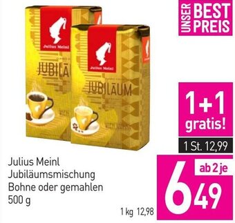 Sutterlüty Julius Meinl Jubiläumsmischung Bohne oder gemahlen 500 g Angebot
