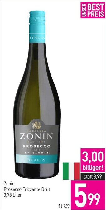 Sutterlüty Zonin Prosecco Frizzante Brut 0,75 Liter Angebot