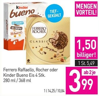 Sutterlüty Ferrero Raffaello, Rocher oder Kinder Bueno Eis 4 Stk. 280 ml / 368 ml Angebot