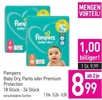 Sutterlüty Pampers Baby Dry, Pants oder Premium Protection 18 Stück - 34 Stück Angebot