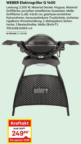 Lagerhaus WEBER Elektrogriller Q 1400 Angebot