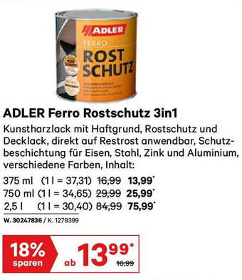 Lagerhaus ADLER Ferro Rostschutz 3in1 Angebot